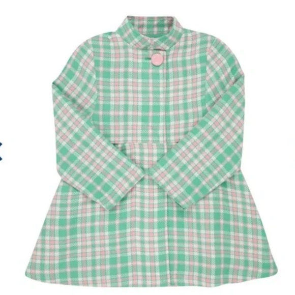 TBBC Penelope Pink and Green Plaid Pea Coat- Size 5-NWOT - Picture 1 of 4